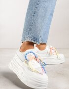 ideal Adidași Albi cu talpă groasă decorați cu mărgele Amomera