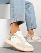 ideal Adidași Bej cu Cusături Decorative în Stil Streetwear Neoniela