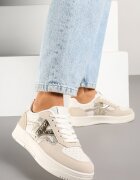 ideal Adidași Bej cu Ornament Metalic și Inserție cu Imitație de Piele de Șarpe Sarilira