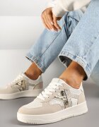 ideal Adidași Bej cu Ornament Metalic și Inserție cu Imitație de Piele de Șarpe Sarilira