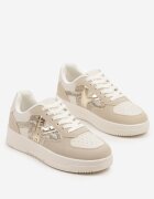 ideal Adidași Bej cu Ornament Metalic și Inserție cu Imitație de Piele de Șarpe Sarilira