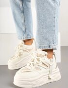 ideal Adidași Bej cu Talpă Groasă cu Șireturi Decorative Punea