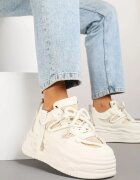 ideal Adidași Bej cu Talpă Groasă cu Șireturi Decorative Punea