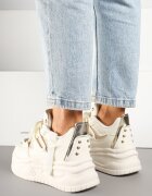 ideal Adidași Bej cu Talpă Groasă cu Șireturi Decorative Punea