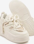 ideal Adidași Bej cu Talpă Groasă cu Șireturi Decorative Punea