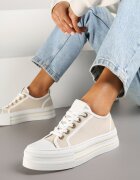 ideal Adidași Bej cu Talpă Groasă cu Zirconii Felithea