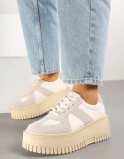 ideal Adidași Bej-Gri Stil Tenis cu Platformă în relief Firreis