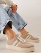 ideal Adidași Bej închis pe Talpă Groasă de Cauciuc cu Benzi pe Laterale Ninlili