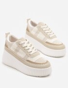 ideal Adidași Bej pe talpă groasă cu reliefuri și cusături decorative Falinia