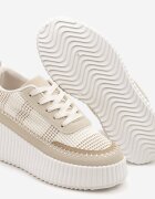 ideal Adidași Bej pe talpă groasă cu reliefuri și cusături decorative Falinia