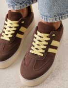 ideal Adidași Maro închis pe Talpă Groasă de Cauciuc cu Dungi pe Laterale Ninlili