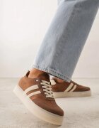 ideal Adidași Maro pe talpă groasă de cauciuc cu dungi pe laterale Ninlili