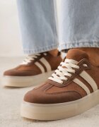 ideal Adidași Maro pe talpă groasă de cauciuc cu dungi pe laterale Ninlili