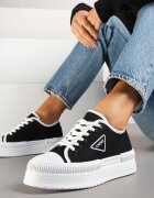 ideal Adidași Negri cu Platformă cu Aplică pe Lateral Alimiora