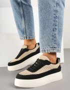ideal Adidași Negri cu Talpă Groasă și Partea Superioară Împletită Nilavanea