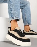 ideal Adidași Negri cu Talpă Groasă și Partea Superioară Împletită Nilavanea