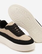 ideal Adidași Negri cu Talpă Groasă și Partea Superioară Împletită Nilavanea