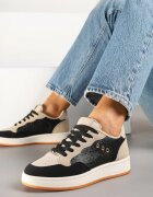 ideal Adidași Negru-Bej cu Cusături Decorative în Stil Streetwear Neoniela