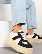 ideal Adidași Negru-bej Stil Tenis cu Platformă cu Gofraje Firreis