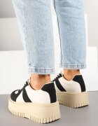 ideal Adidași Negru-bej Stil Tenis cu Platformă cu Gofraje Firreis