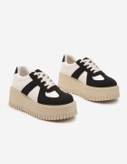 ideal Adidași Negru-bej Stil Tenis cu Platformă cu Gofraje Firreis