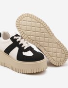 ideal Adidași Negru-bej Stil Tenis cu Platformă cu Gofraje Firreis