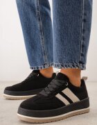 ideal Adidași retro din imitație de piele de căprioară pe talpă groasă Corvimes Negri