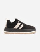 ideal Adidași retro din imitație de piele de căprioară pe talpă groasă Corvimes Negri
