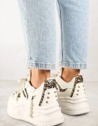 ideal Adidași streetwear bej-panteră pe platformă cu sclipici și aplicații Maivessa