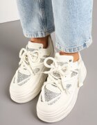 ideal Adidași Streetwear Bej pe Platformă cu Sclipici și Aplicații Maivessa