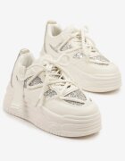 ideal Adidași Streetwear Bej pe Platformă cu Sclipici și Aplicații Maivessa