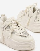 ideal Adidași Streetwear Bej pe Platformă cu Sclipici și Aplicații Maivessa