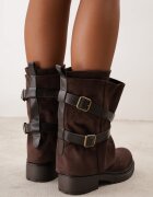 ideal Botine Biker cu carâmb dublu curele și catarame Nilara Maro