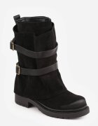 ideal Botine Biker cu carâmb dublu curele și catarame Nilara Negre