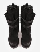 ideal Botine Biker cu carâmb dublu curele și catarame Nilara Negre