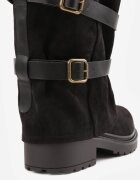 ideal Botine Biker cu carâmb dublu curele și catarame Nilara Negre