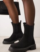 ideal Botine clasice cu talpă joasă (tip chelsea) din imitație de piele întoarsă cu talpă profilată Journa Negre