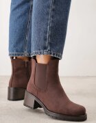 ideal Botine cu talpă joasă (tip chelsea) din imitație de zams ș pe toc gros Frezia Maro