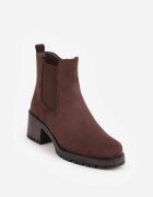 ideal Botine cu talpă joasă (tip chelsea) din imitație de zams ș pe toc gros Frezia Maro