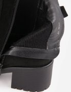 ideal Botine cu talpă joasă (tip chelsea) din imitație de zams ș pe toc gros Frezia Negre
