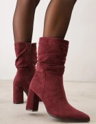 ideal Botine cu toc și carâmb drapat Miliana Bej Bordo