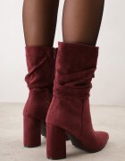 ideal Botine cu toc și carâmb drapat Miliana Bej Bordo