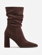 ideal Botine cu toc și carâmb drapat Miliana Bej Maro