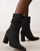ideal Botine cu toc și carâmb drapat Miliana Bej Negre