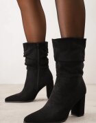 ideal Botine cu toc și carâmb drapat Miliana Bej Negre