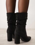ideal Botine cu toc și carâmb drapat Miliana Bej Negre