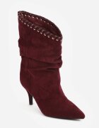 ideal Botine cu toc subțire din piele întoarsă ecologică cu carâmb fronsat și șnur decorativ Simia Bordo