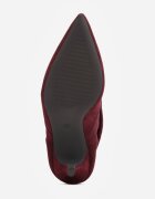 ideal Botine cu toc subțire din piele întoarsă ecologică cu carâmb fronsat și șnur decorativ Simia Bordo