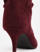 ideal Botine cu toc subțire din piele întoarsă ecologică cu carâmb fronsat și șnur decorativ Simia Bordo