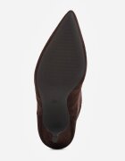 ideal Botine cu toc subțire din piele întoarsă ecologică cu carâmb fronsat și șnur decorativ Simia Maro